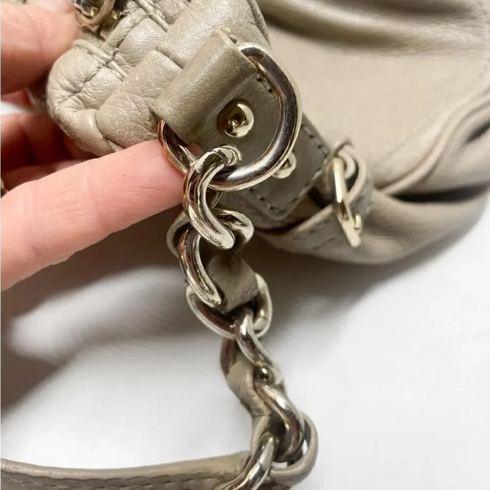 Kate Spade Leather Hobo Bag Gray Large